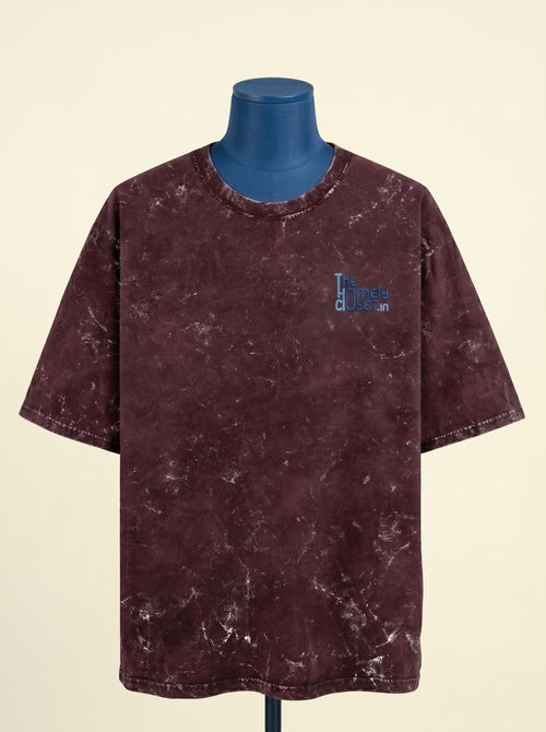 Camiseta Oversize con Efecto Ácido - Granate