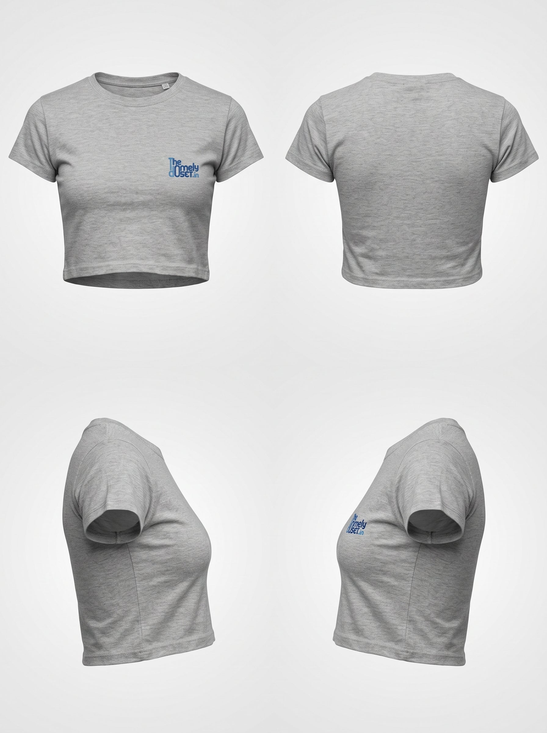 Grey Melange Crop Top