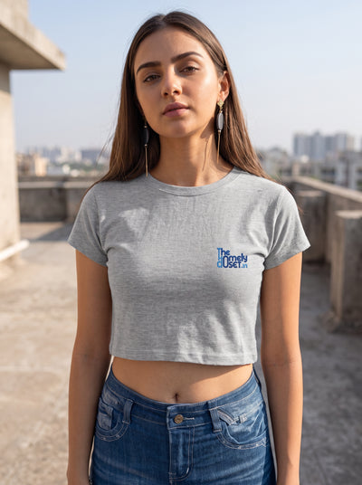 Grey Melange Crop Top