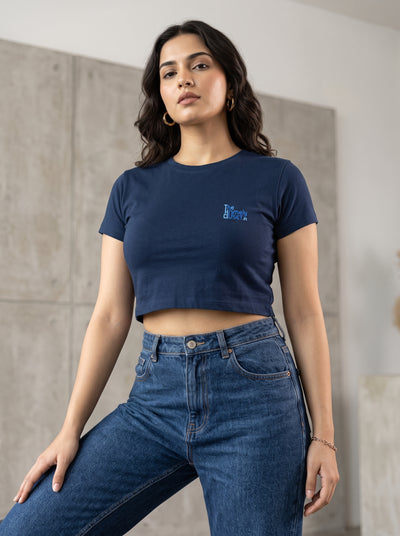 Navy Blue Crop Top