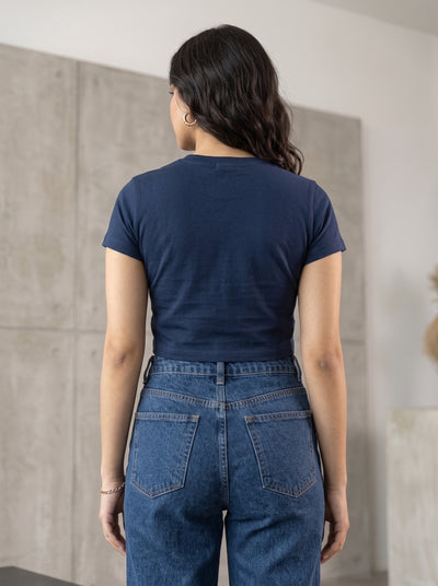 Navy Blue Crop Top