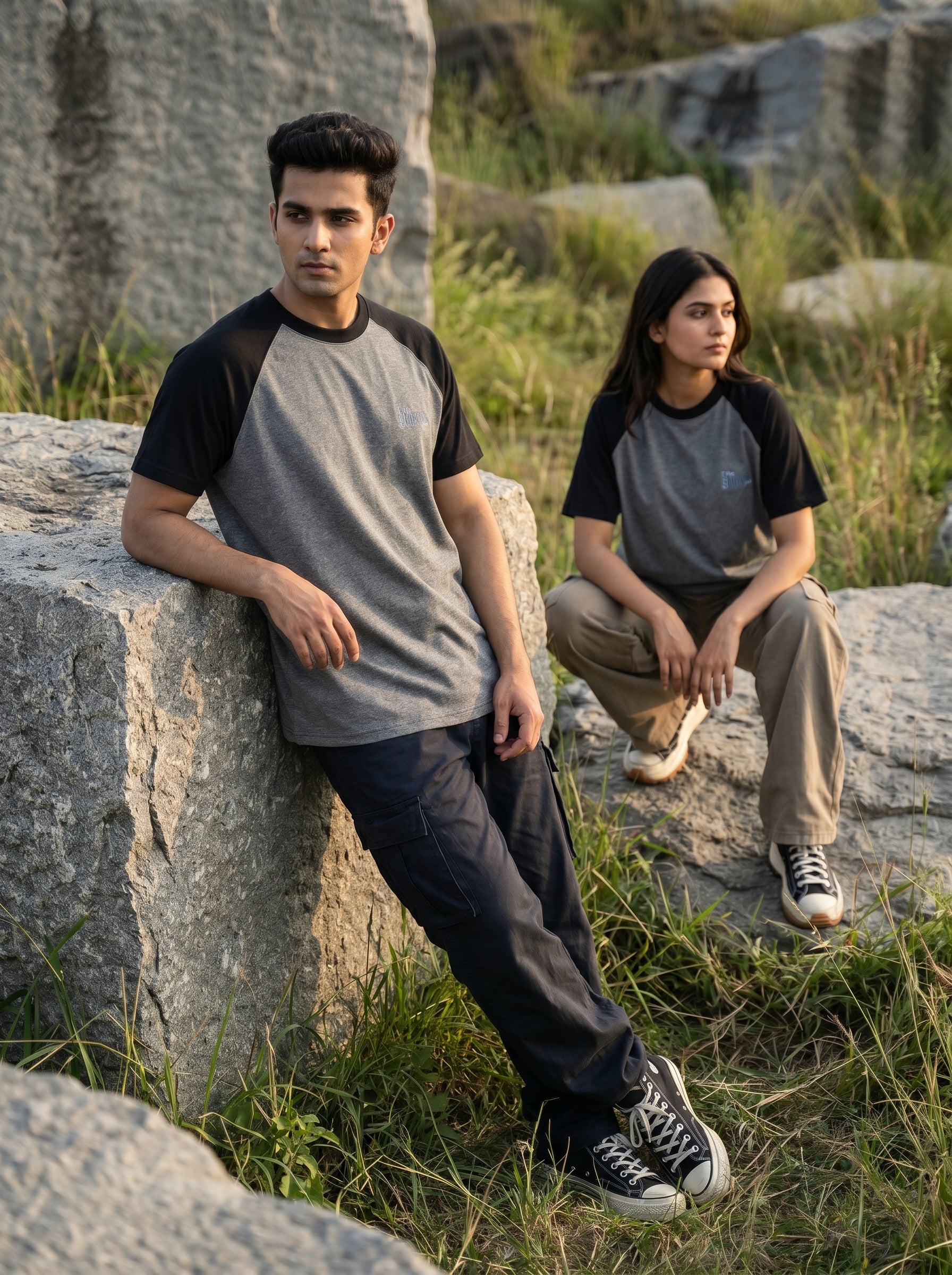 Oversized Raglan - Black Charcoal Melange