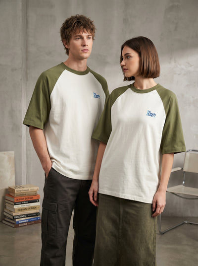 Oversized Raglan - Olive Green & Off White