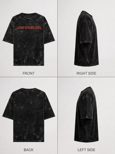 UNFKNBLVBL - Black Acid Wash Tee (240gsm)