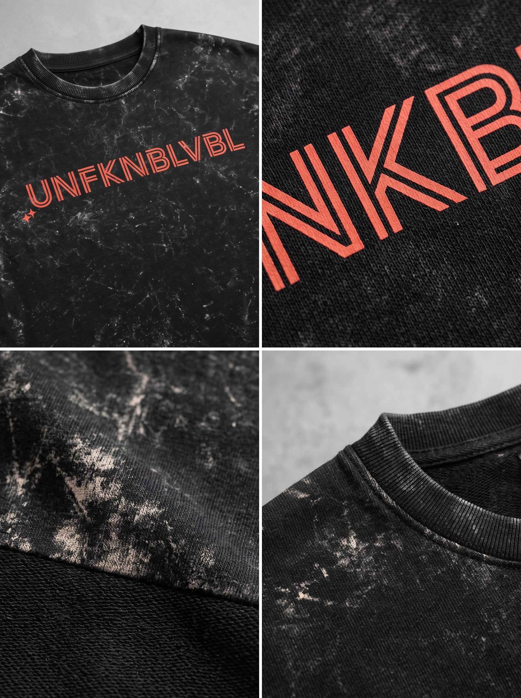 UNFKNBLVBL - Black Acid Wash Tee (240gsm)