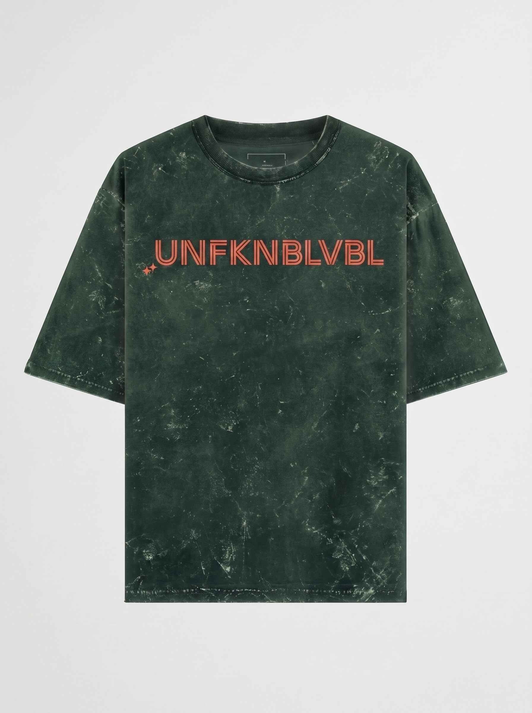 UNFKNBLVBL - Bottle Green Acid Wash Tee (240gsm)