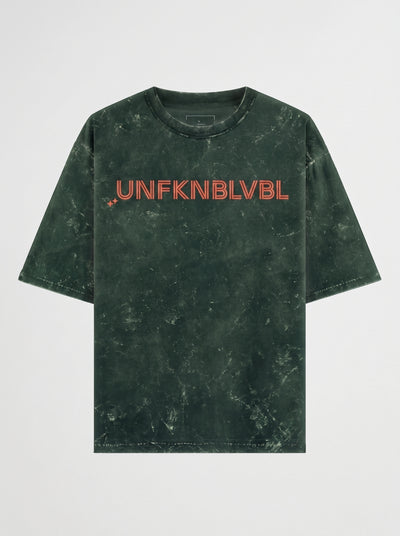 UNFKNBLVBL - Bottle Green Acid Wash Tee (240gsm)