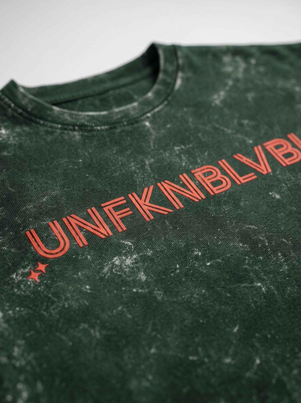 UNFKNBLVBL - Bottle Green Acid Wash Tee (240gsm)