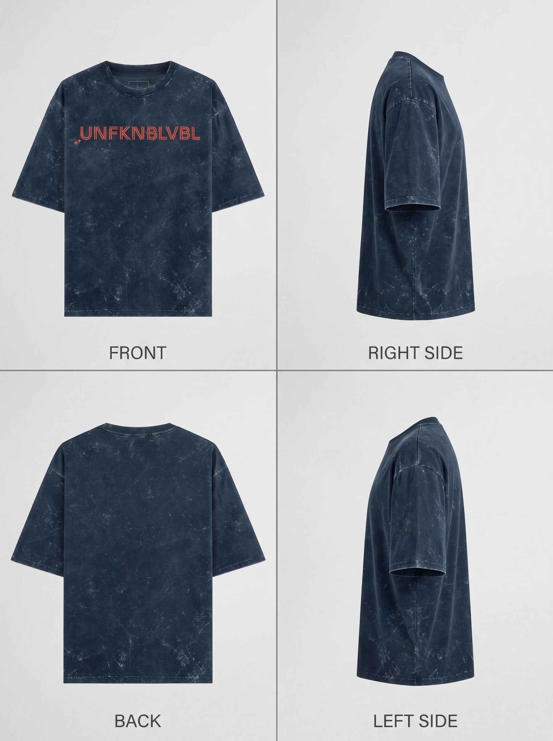 UNFKNBLVBL - Navy Blue Acid Wash Tee (240gsm)