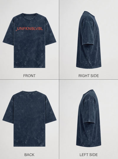 UNFKNBLVBL - Navy Blue Acid Wash Tee (240gsm)