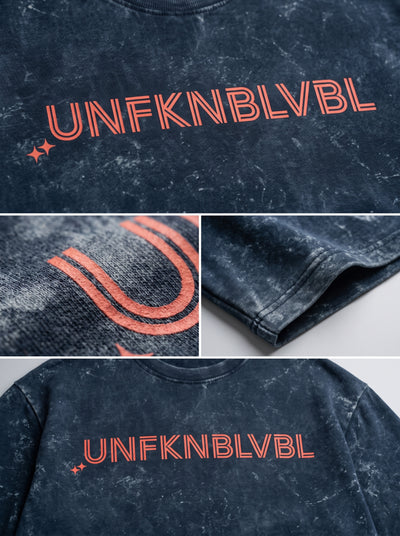 UNFKNBLVBL - Navy Blue Acid Wash Tee (240gsm)