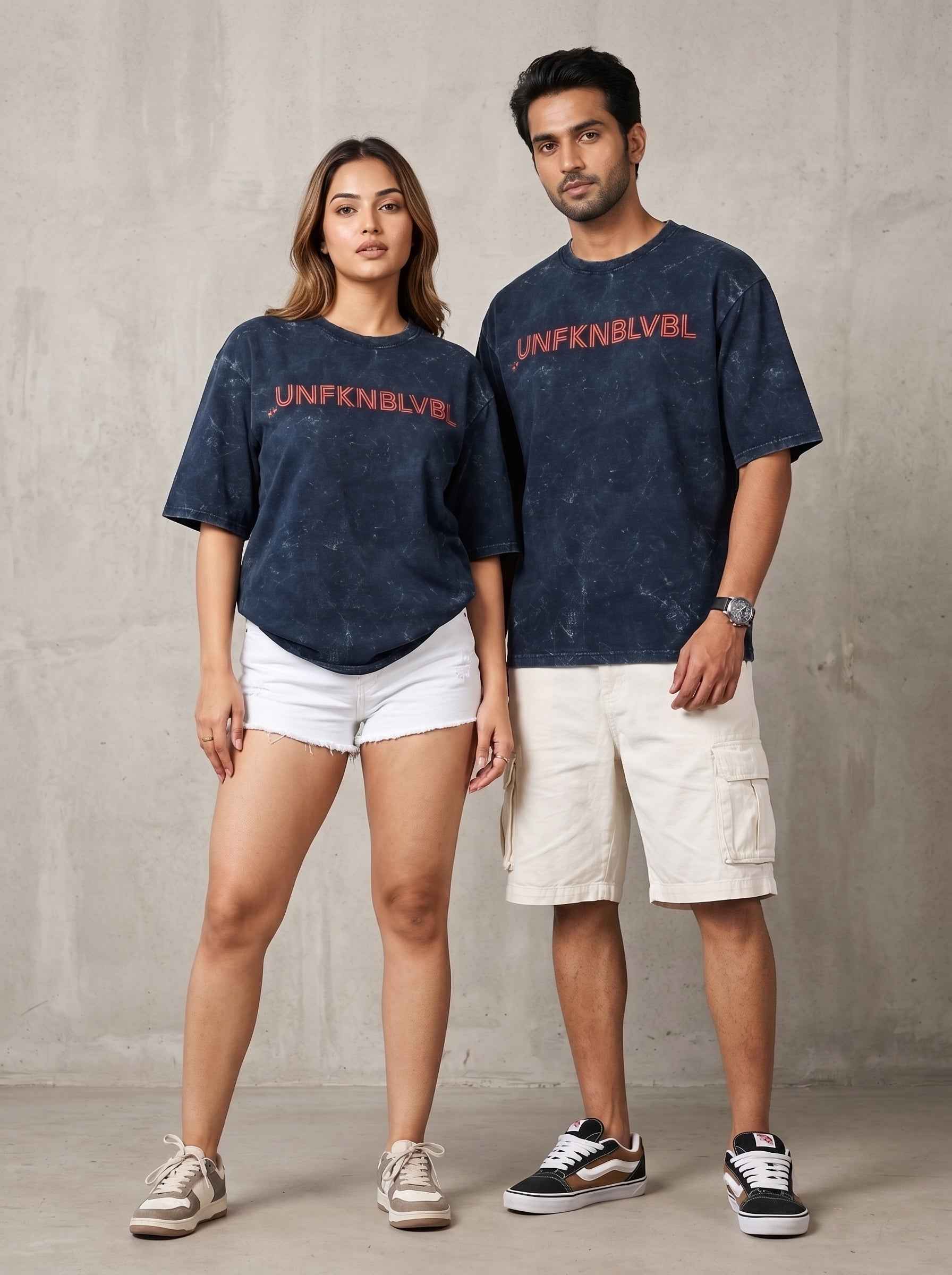 UNFKNBLVBL - Navy Blue Acid Wash Tee (240gsm)