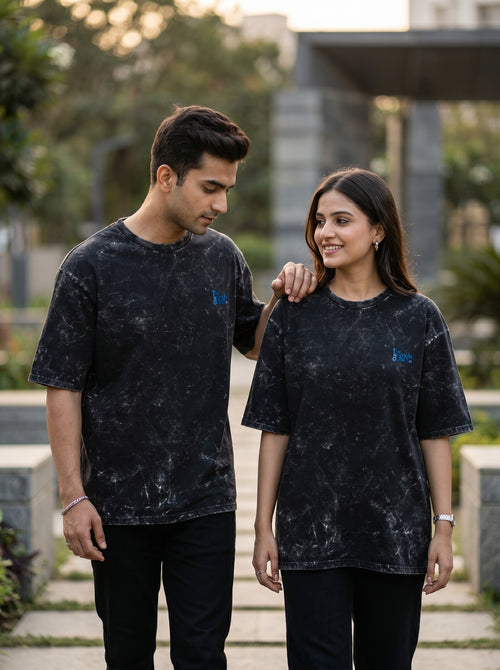Camiseta extragrande con efecto envejecido - Negro